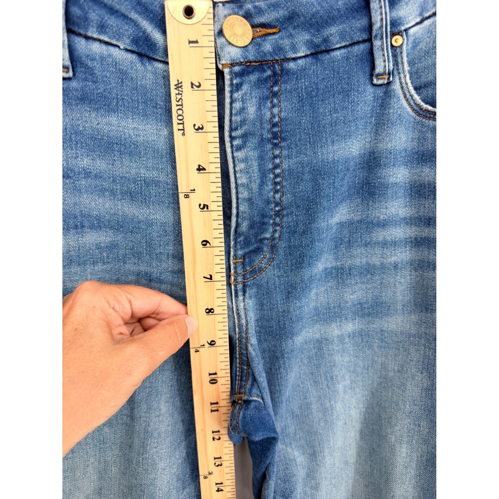 KUT from the Kloth Meg Wide Leg Jeans 8 Blue Raw Hem High Rise Coastal Boho - Picture 5 of 10